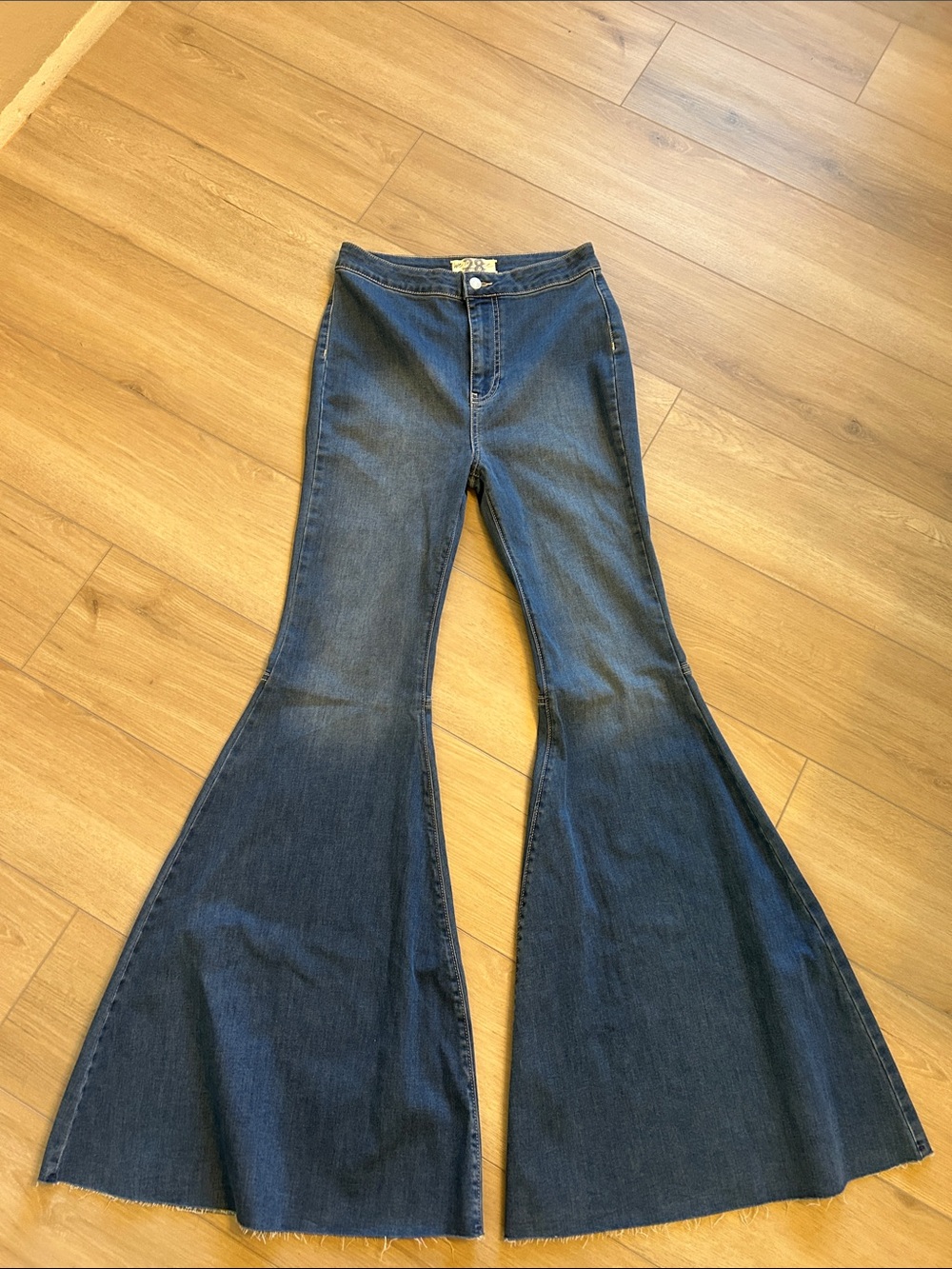 We The Free Dark Blue High-Rise Flare Jeans